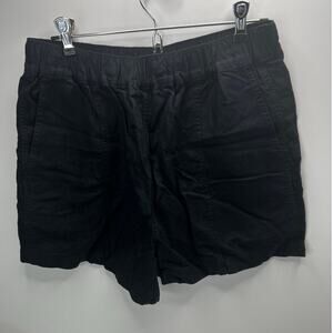 Madewell Pull On Shorts Linen Blend High Rise Black MD168 Women Small Lagenlook